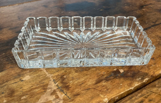 1960s Clear Cut Glass Jewelry Box