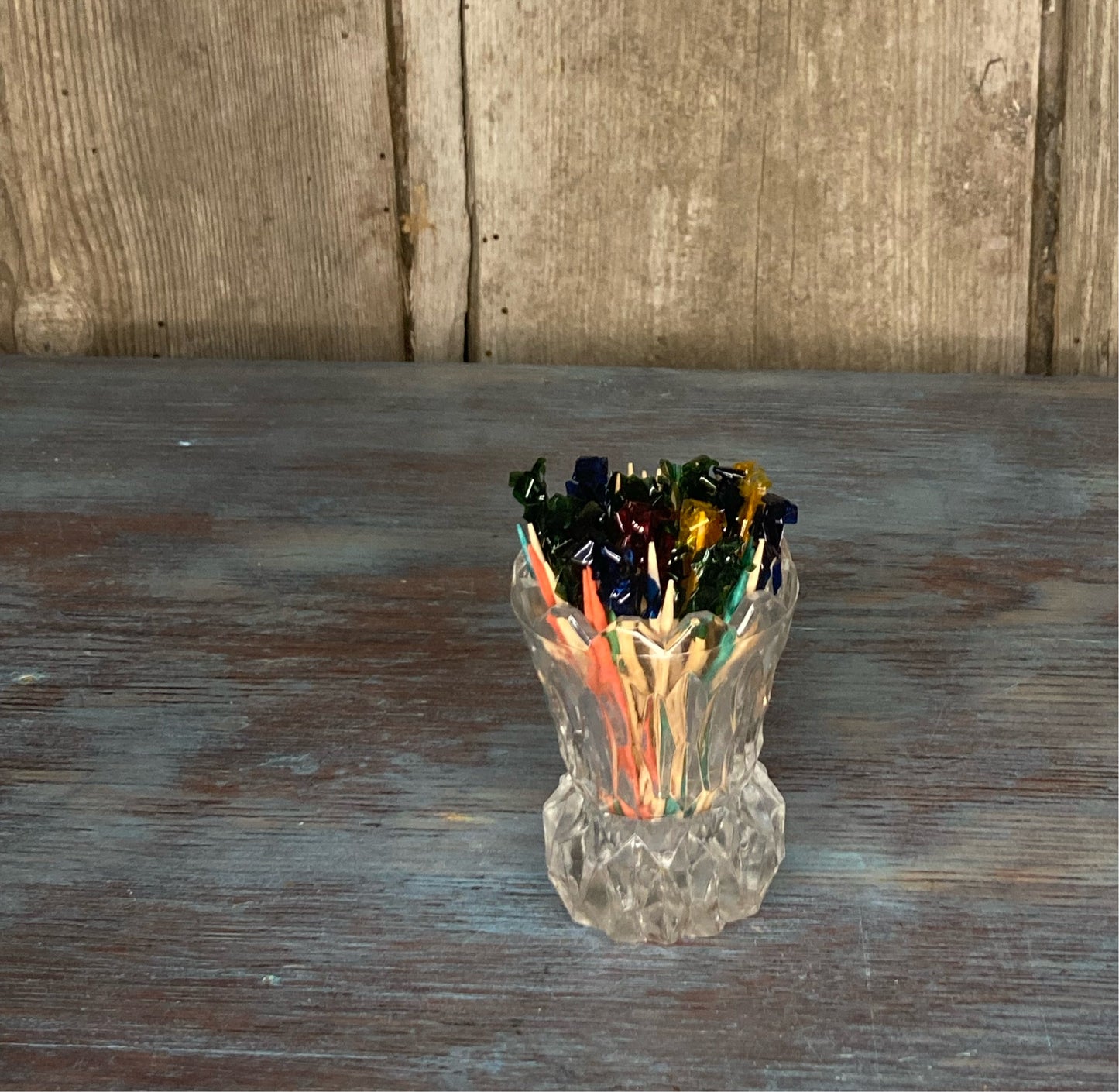 Cut glass toothpick holder