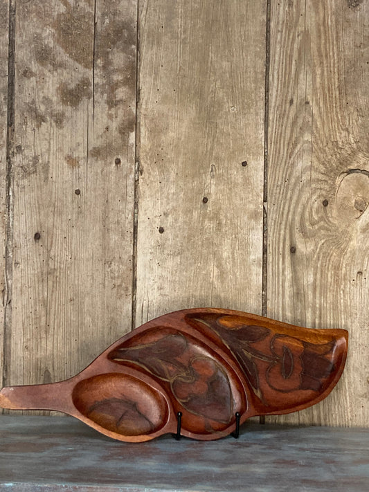 Hand carved Wooden leaf tray