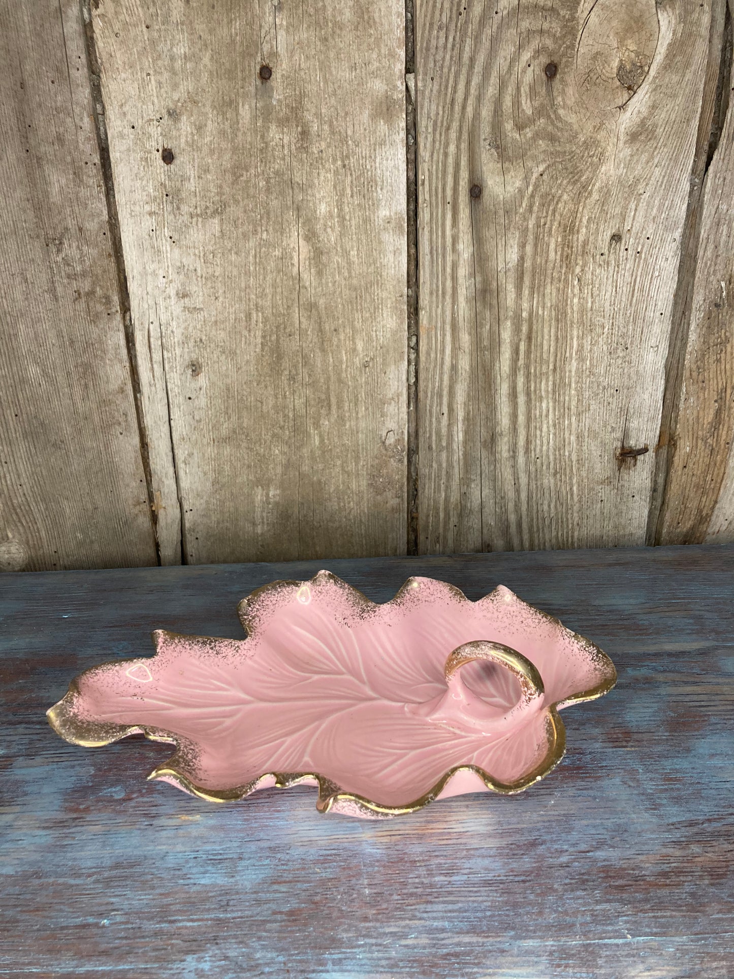 Pink/Gold Ceramic USA Relish gray