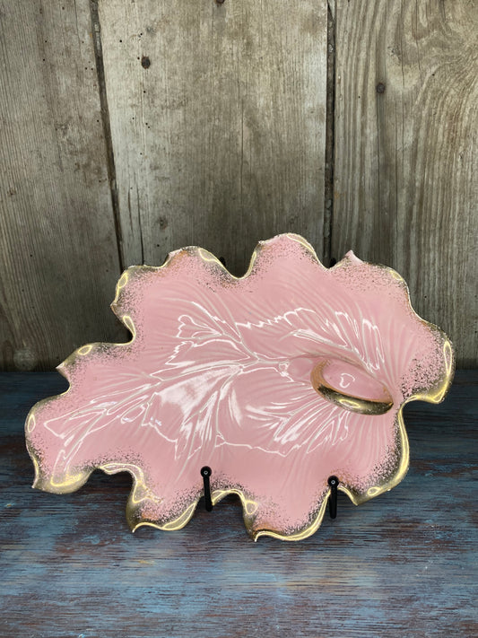 Pink/Gold Ceramic USA Relish gray